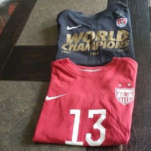 Two Nike us girls soccer shirts
